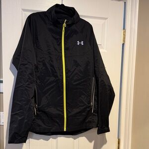 Under Armour Men's Black Jacket with Yellow Accents